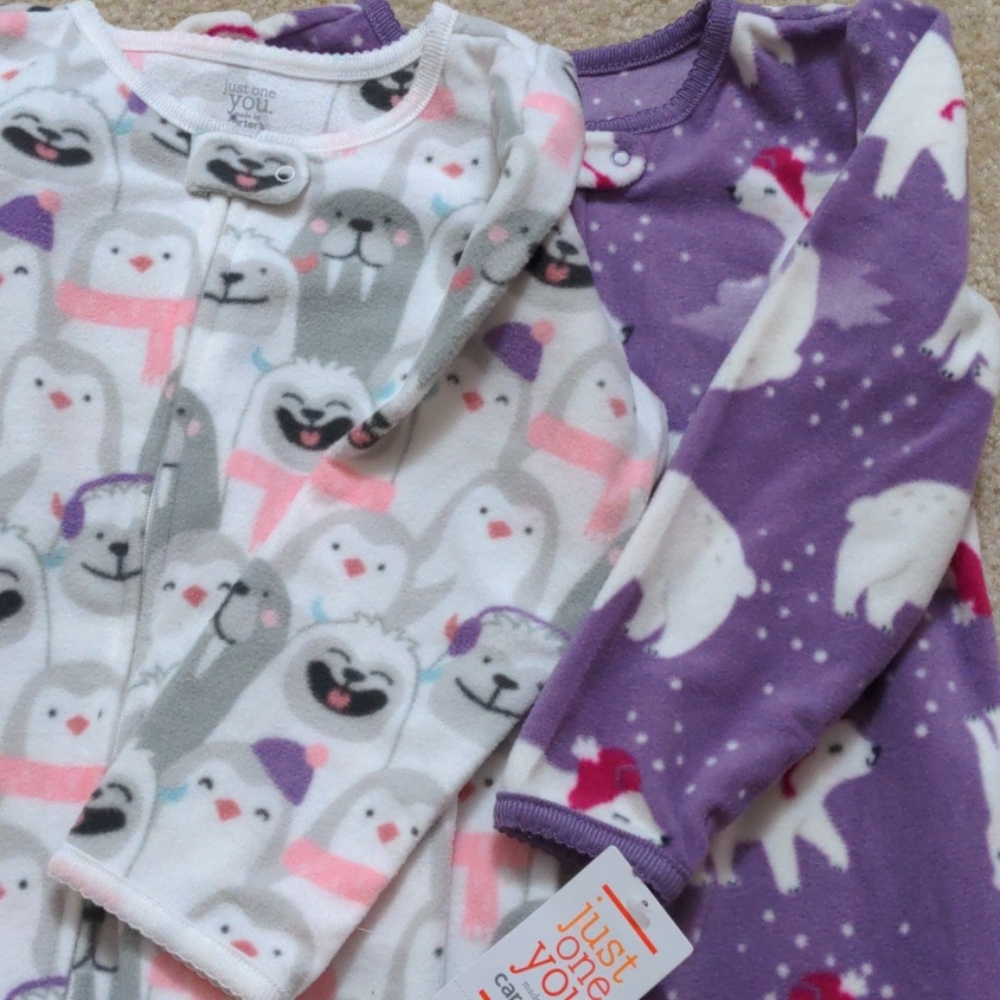 NWT 4T girls footed, zippered pajamas
